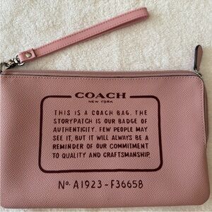 Coach Mauve Wristlet with Authenticity Badge